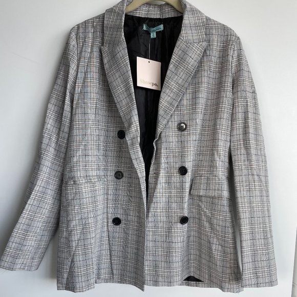 Grey Plaid Blazer - Picture 1 of 2